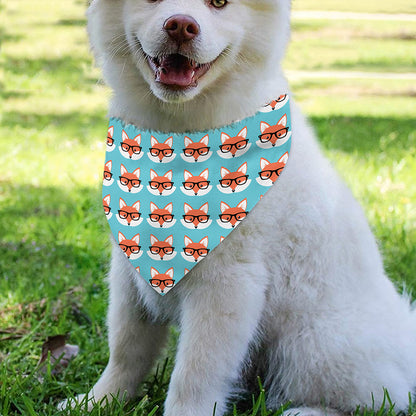 Fox With Glasses Pattern Print Over The Collar Dog Bandana
