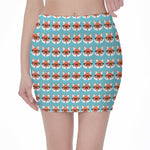 Fox With Glasses Pattern Print Pencil Mini Skirt
