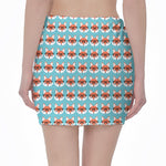 Fox With Glasses Pattern Print Pencil Mini Skirt