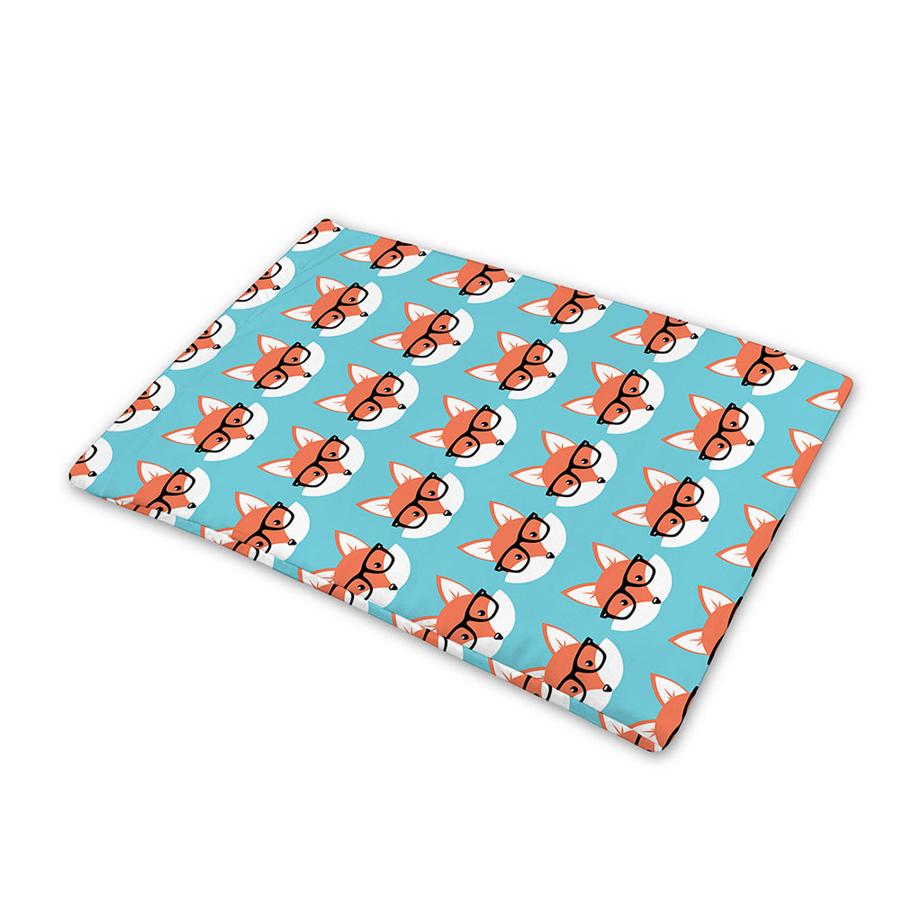 Fox With Glasses Pattern Print Pet Cooling Mat Cover