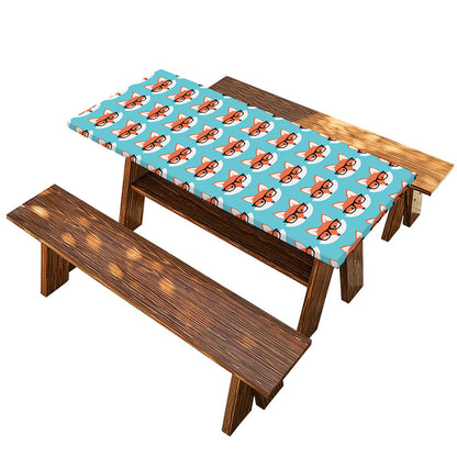 Fox With Glasses Pattern Print Picnic Table Cover