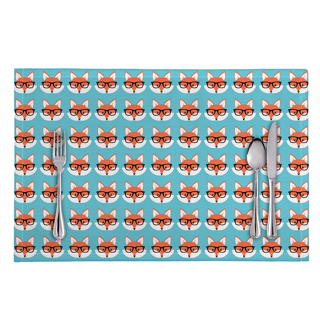 Fox With Glasses Pattern Print Placemat