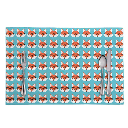 Fox With Glasses Pattern Print Placemat