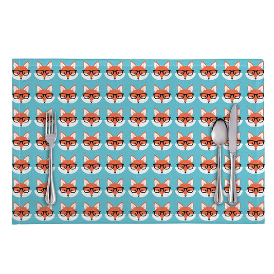 Fox With Glasses Pattern Print Placemat