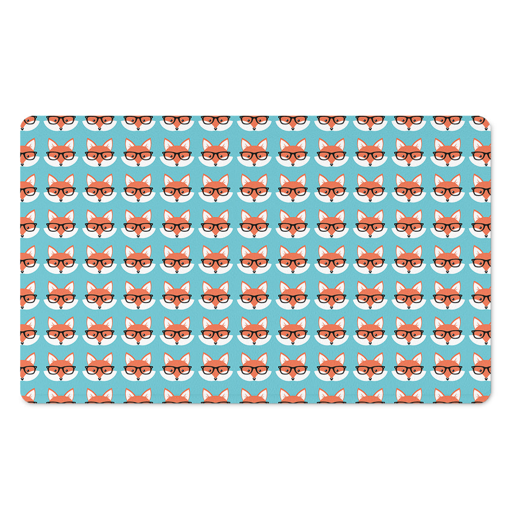 Fox With Glasses Pattern Print Polyester Doormat