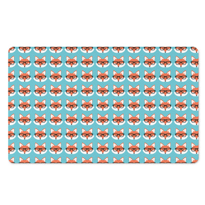 Fox With Glasses Pattern Print Polyester Doormat