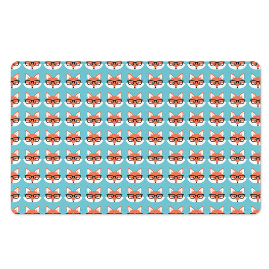 Fox With Glasses Pattern Print Polyester Doormat