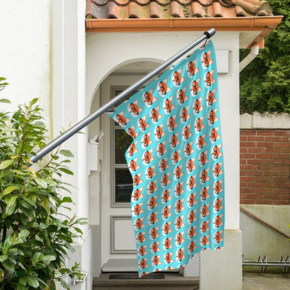 Fox With Glasses Pattern Print Polyester Flag