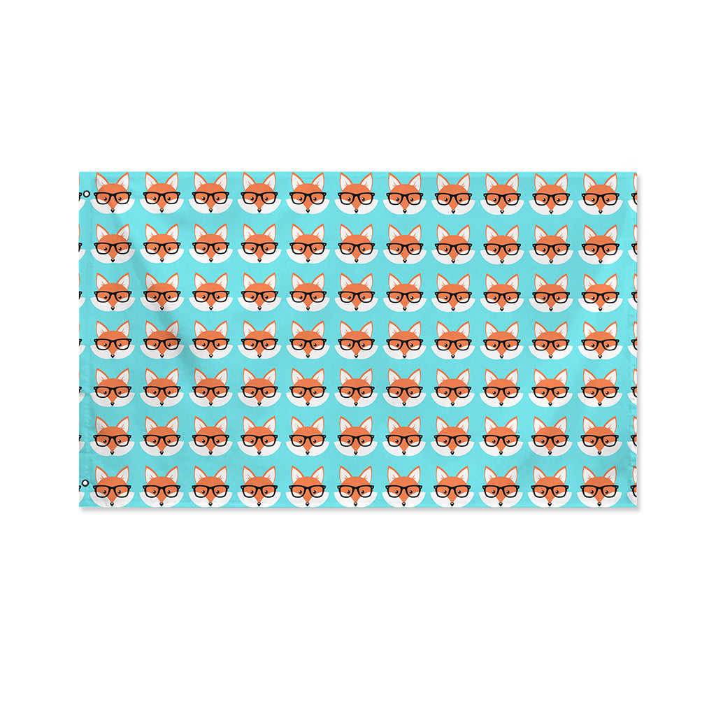 Fox With Glasses Pattern Print Polyester Flag