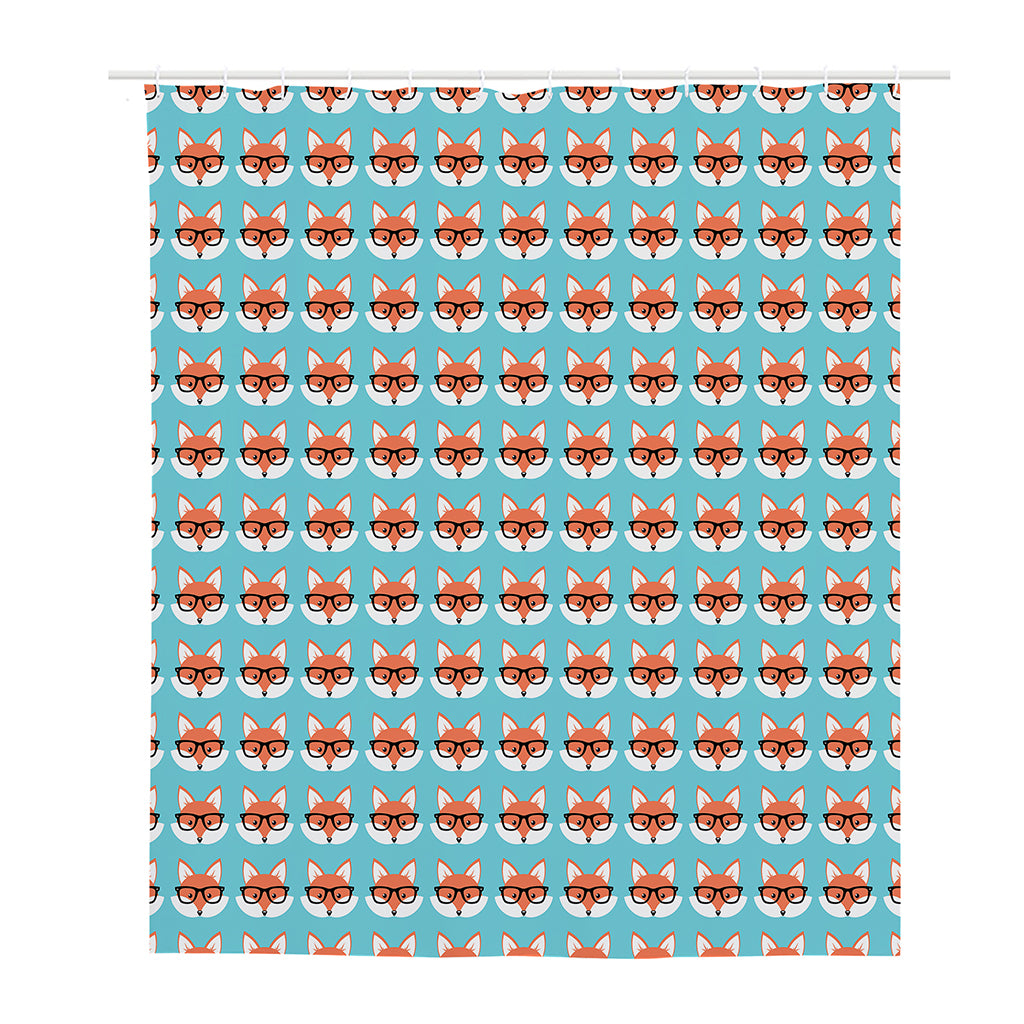 Fox With Glasses Pattern Print Polyester Shower Curtain