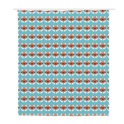 Fox With Glasses Pattern Print Polyester Shower Curtain