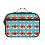 Fox With Glasses Pattern Print Portable Lunch Bag
