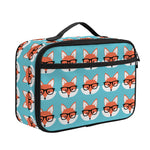 Fox With Glasses Pattern Print Portable Lunch Bag