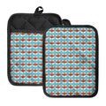 Fox With Glasses Pattern Print Pot Holders With Pocket