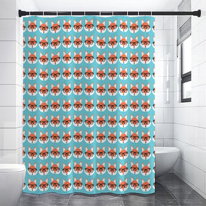 Fox With Glasses Pattern Print Premium Shower Curtain