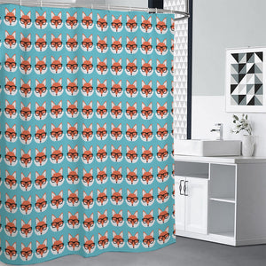 Fox With Glasses Pattern Print Premium Shower Curtain