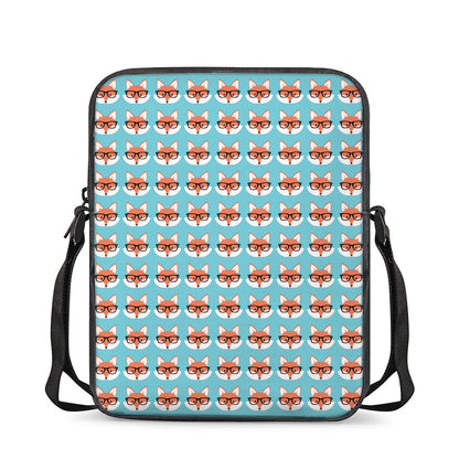 Fox With Glasses Pattern Print Rectangular Crossbody Bag