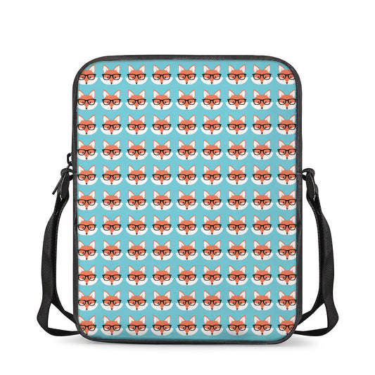 Fox With Glasses Pattern Print Rectangular Crossbody Bag