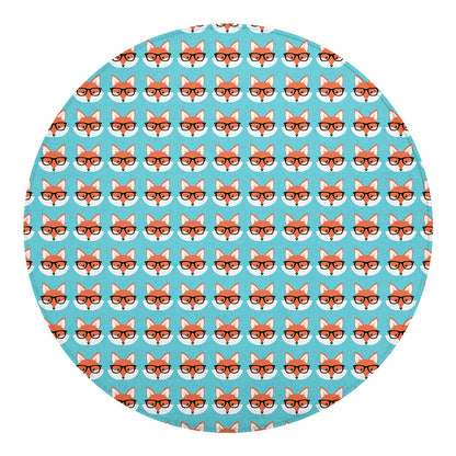 Fox With Glasses Pattern Print Round Blanket