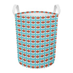 Fox With Glasses Pattern Print Round Laundry Basket