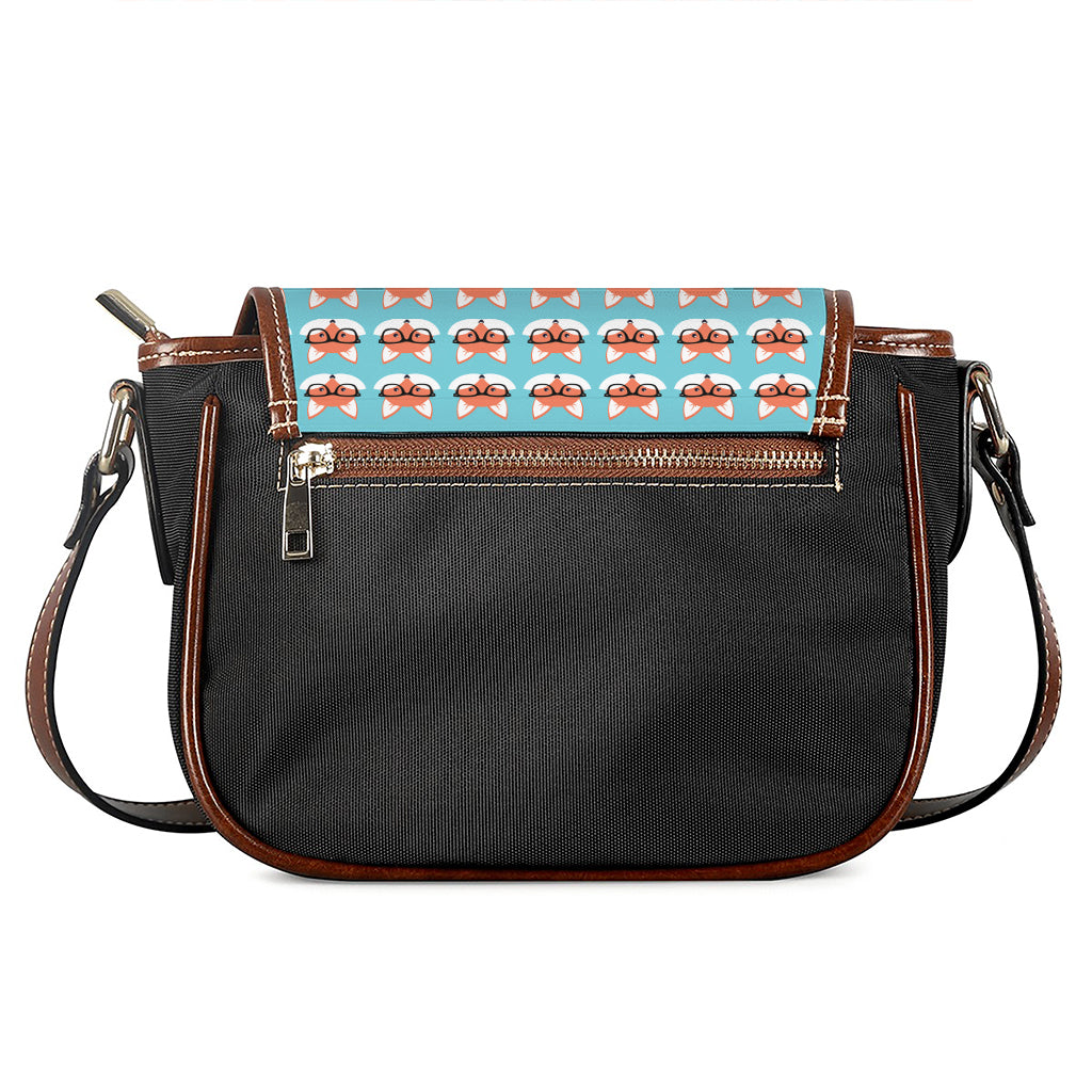 Fox With Glasses Pattern Print Saddle Bag