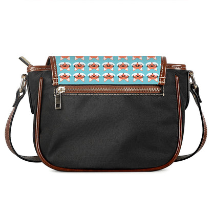 Fox With Glasses Pattern Print Saddle Bag