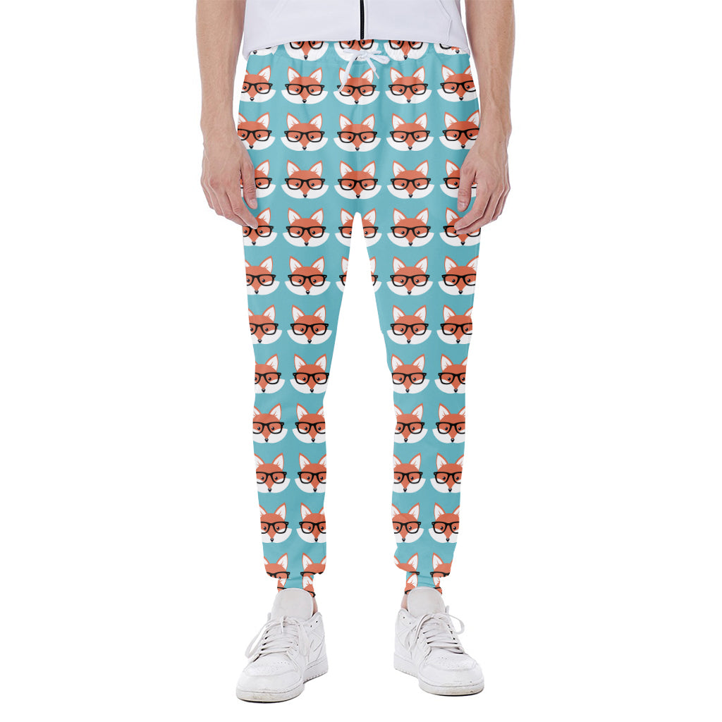 Fox With Glasses Pattern Print Scuba Joggers