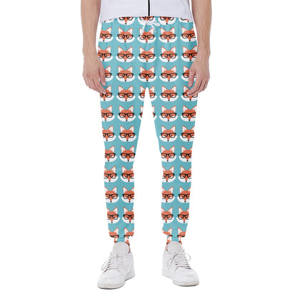 Fox With Glasses Pattern Print Scuba Joggers