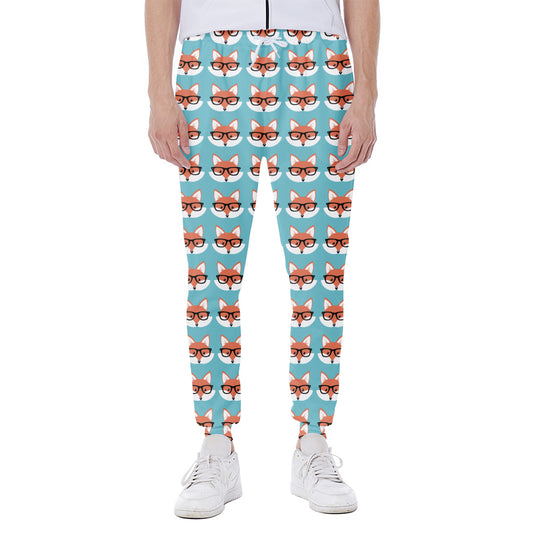 Fox With Glasses Pattern Print Scuba Joggers