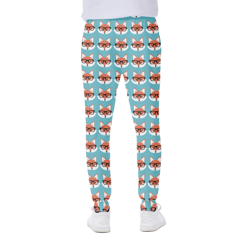 Fox With Glasses Pattern Print Scuba Joggers