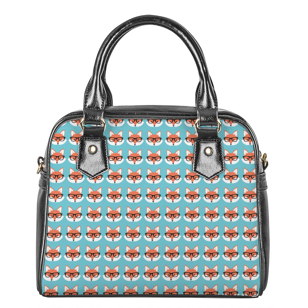 Fox With Glasses Pattern Print Shoulder Handbag