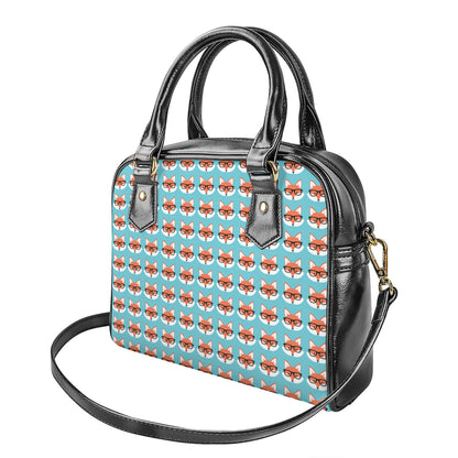 Fox With Glasses Pattern Print Shoulder Handbag