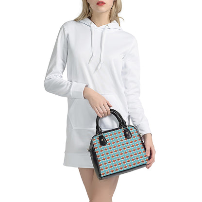 Fox With Glasses Pattern Print Shoulder Handbag