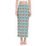 Fox With Glasses Pattern Print Side Slit Maxi Skirt