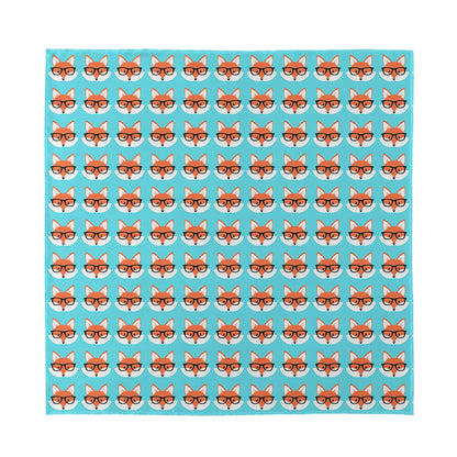 Fox With Glasses Pattern Print Silk Bandana