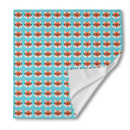 Fox With Glasses Pattern Print Silk Bandana