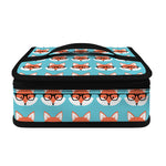 Fox With Glasses Pattern Print Small Lunch Bag