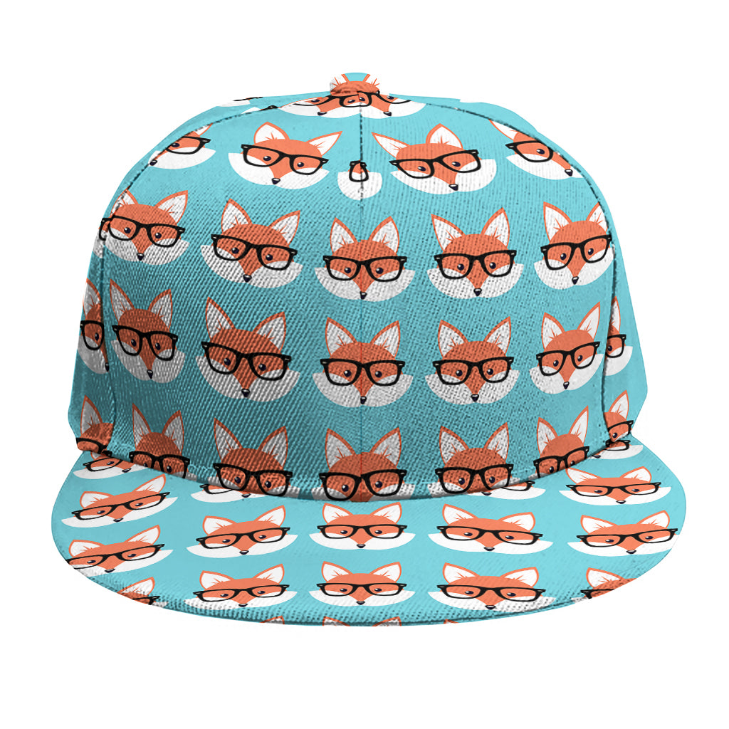Fox With Glasses Pattern Print Snapback Cap