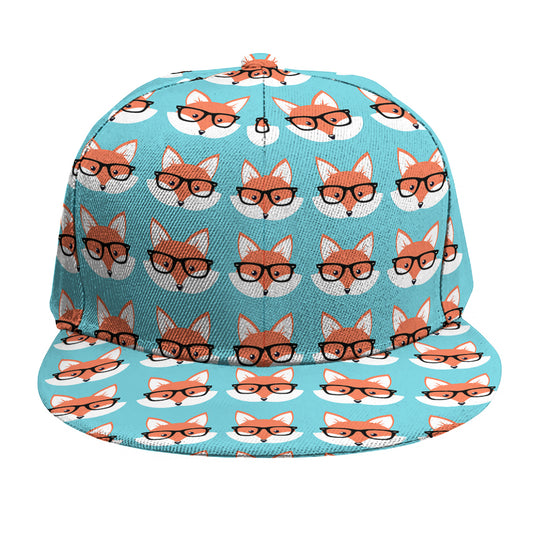 Fox With Glasses Pattern Print Snapback Cap