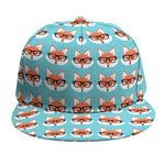 Fox With Glasses Pattern Print Snapback Cap