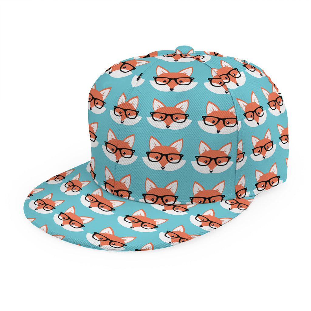 Fox With Glasses Pattern Print Snapback Cap