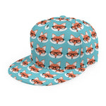 Fox With Glasses Pattern Print Snapback Cap