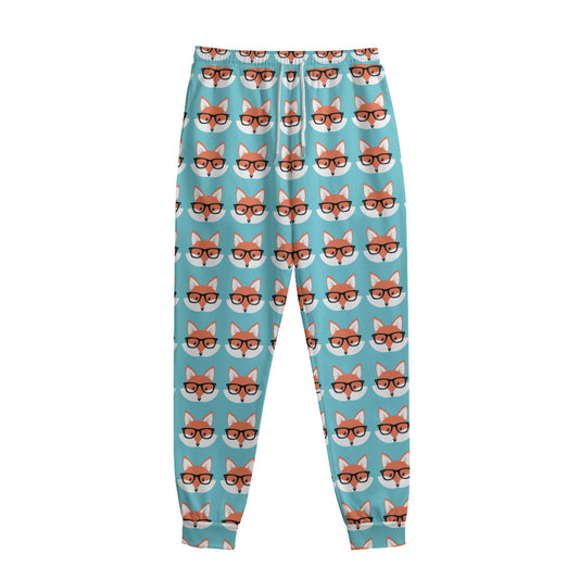Fox With Glasses Pattern Print Sweatpants