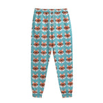 Fox With Glasses Pattern Print Sweatpants