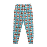 Fox With Glasses Pattern Print Sweatpants