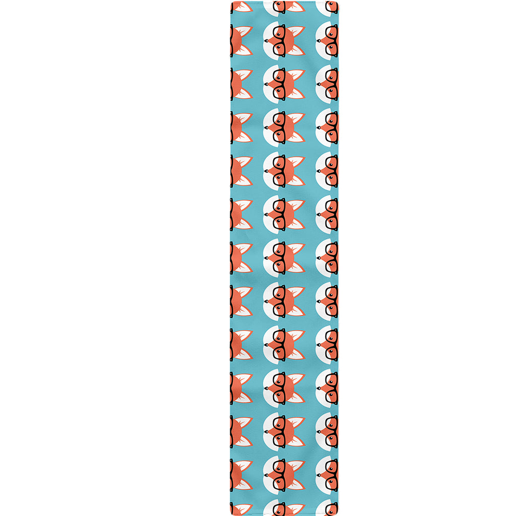 Fox With Glasses Pattern Print Table Runner