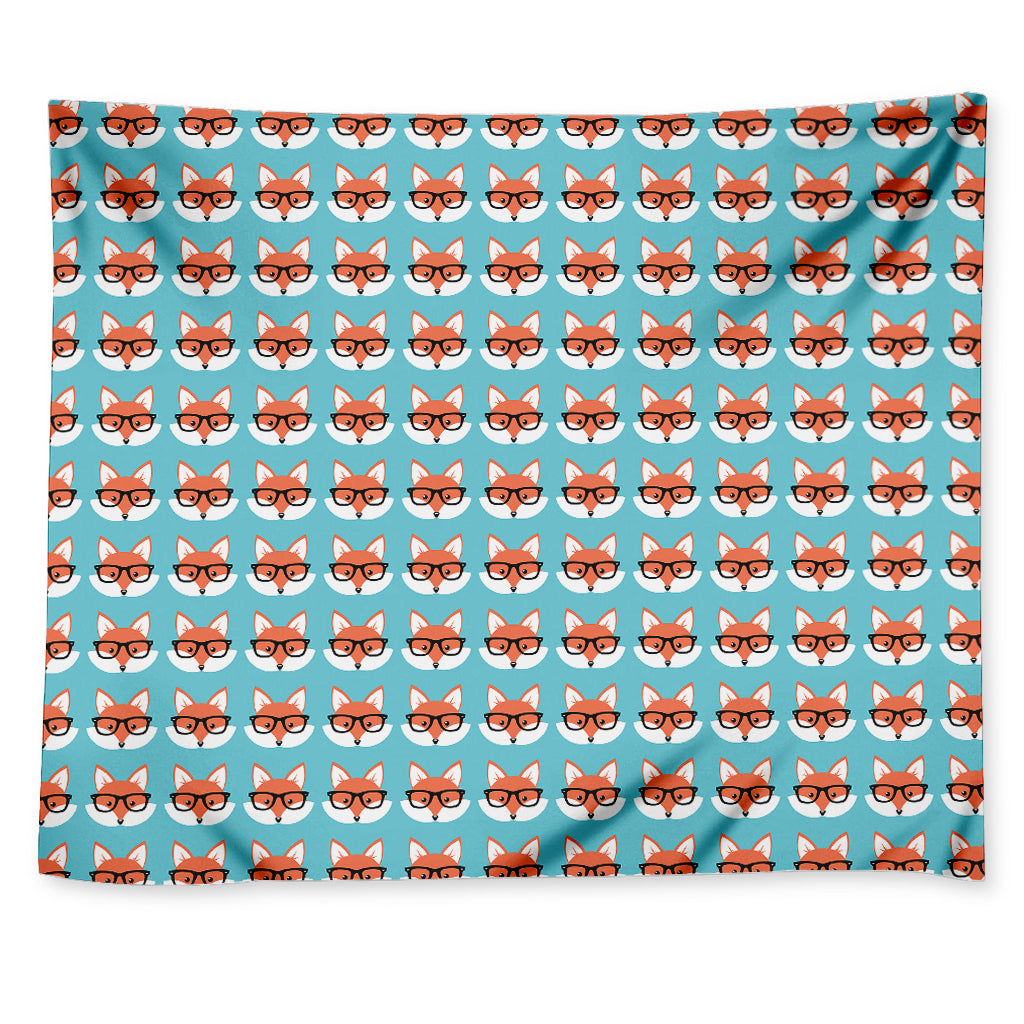 Fox With Glasses Pattern Print Tapestry
