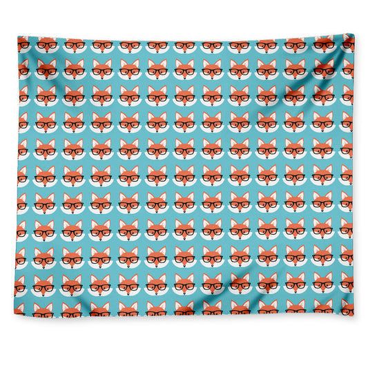Fox With Glasses Pattern Print Tapestry