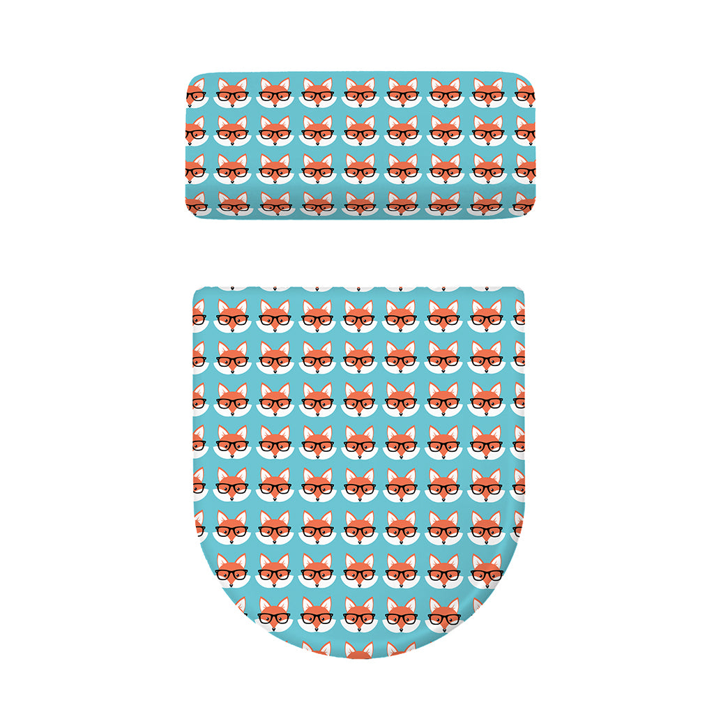 Fox With Glasses Pattern Print Toilet Lid And Tank Cover Set
