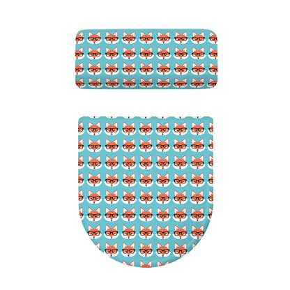 Fox With Glasses Pattern Print Toilet Lid And Tank Cover Set